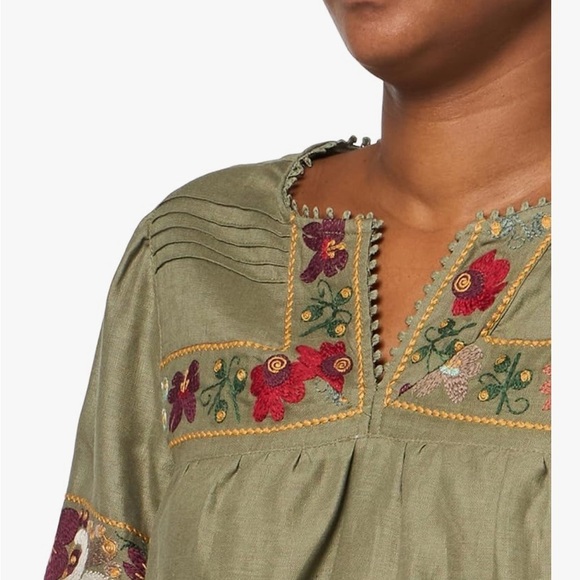 John Mark Olive Embroidered Blouse nwt - Picture 4 of 5
